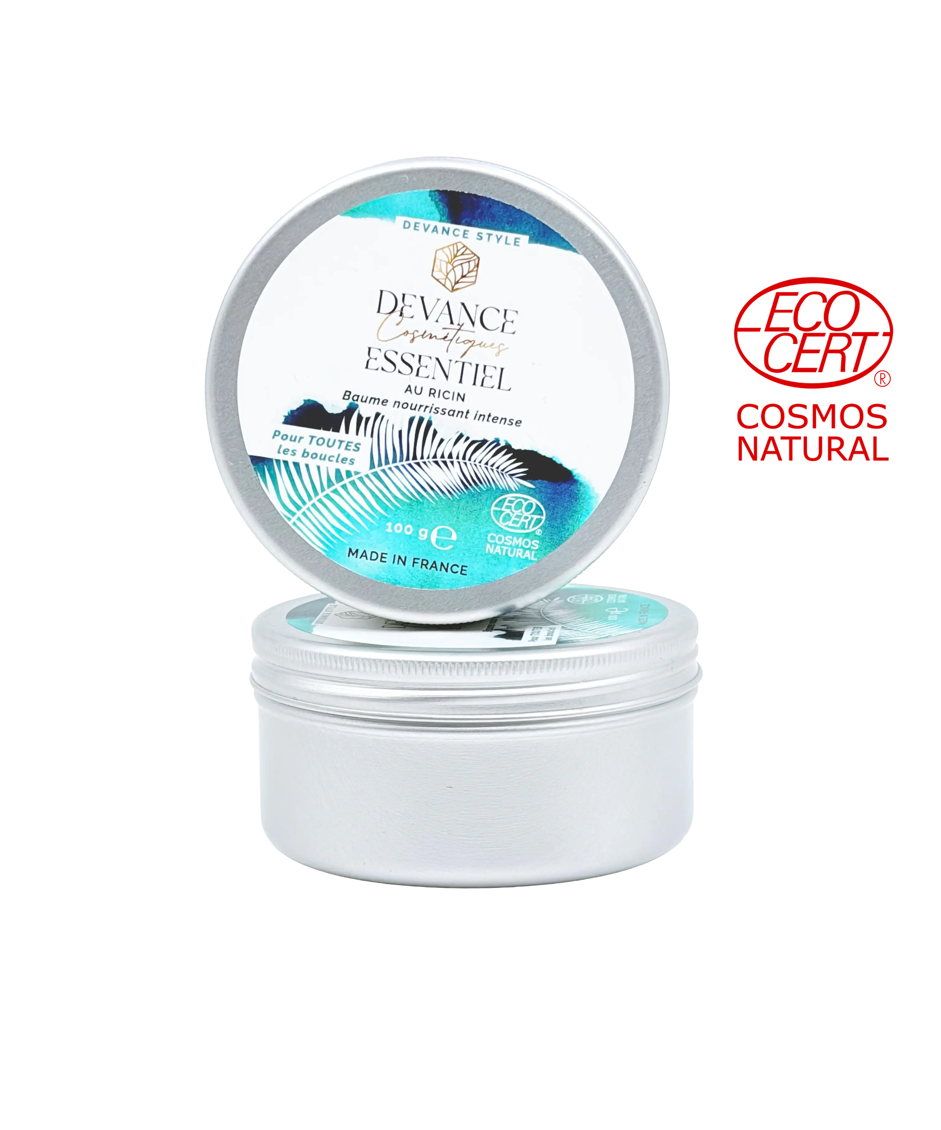 Baume capillaire bio Devance pour cheveux bouclés et crépus, certifié Cosmos Natural par Ecocert