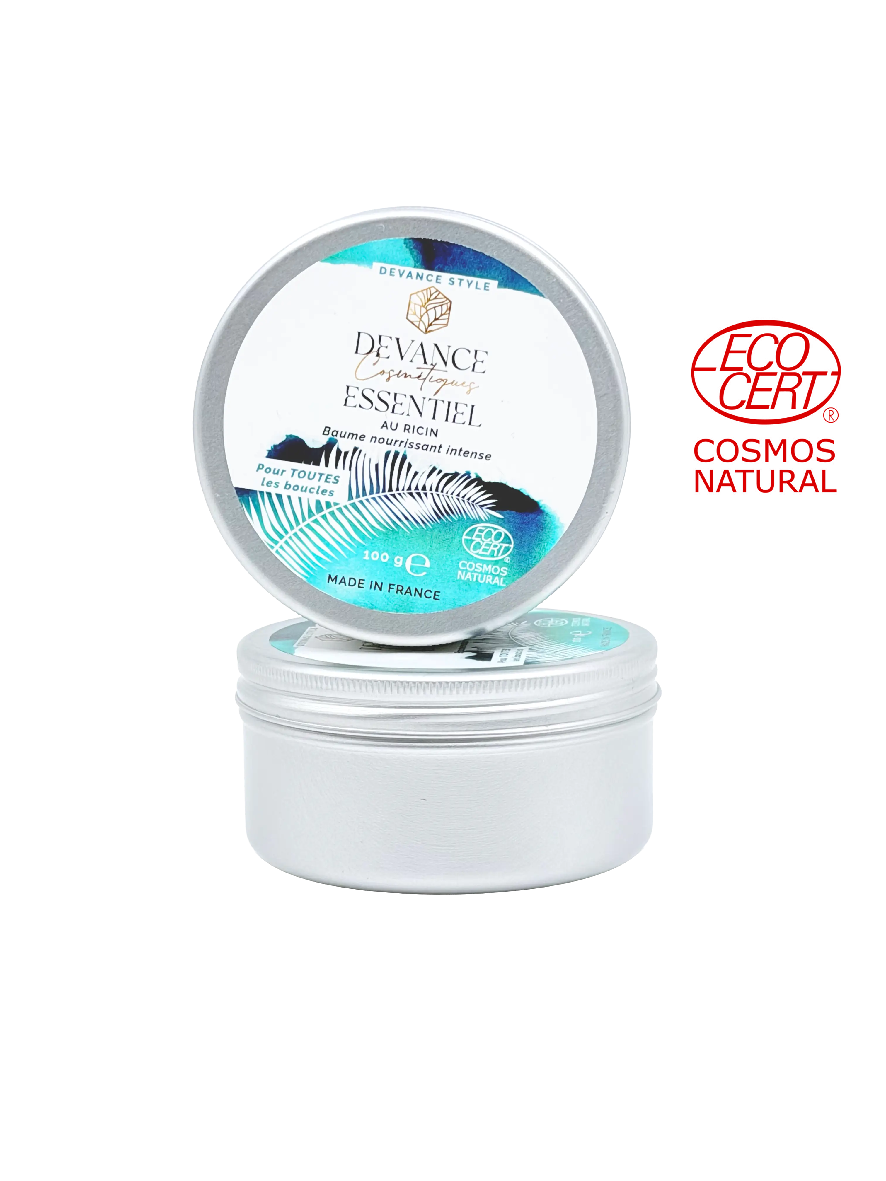 Baume capillaire bio Devance pour cheveux bouclés et crépus, certifié Cosmos Natural par Ecocert